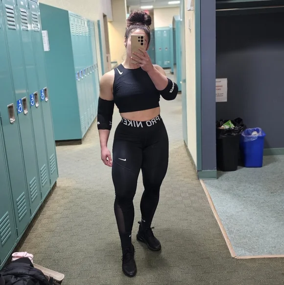 Nike Dri-fit set high rise leggings cropped tank top black white size medium - Picture 2 of 7